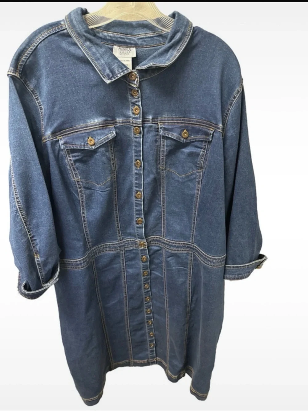 Monroe & Main Women's Size 20W Western Button Down Denim Shirt Dress cowgirl - Picture 1 of 4
